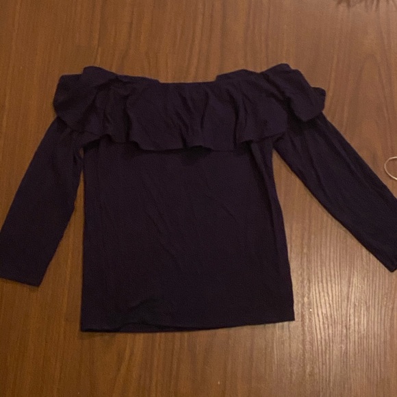 Dark blue Ardene ruffle top (off the shoulder) - Picture 1 of 2